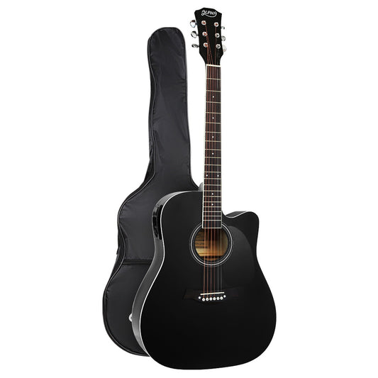 Alpha 41" Inch Electric Acoustic Guitar Wooden Classical Full Size EQ Bass Black - image1