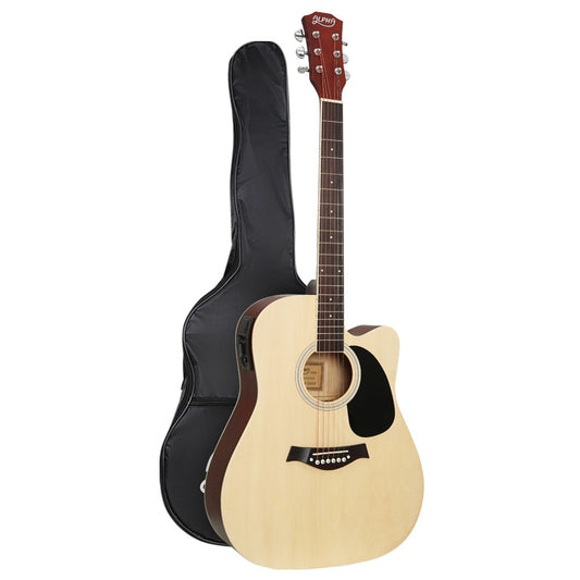 Alpha 41" Inch Electric Acoustic Guitar Wooden Classical EQ With Pickup Bass Natural - image1