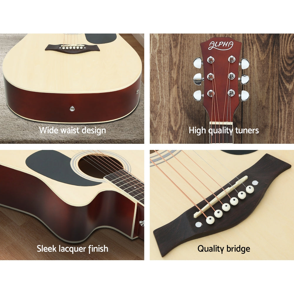 Alpha 41" Inch Electric Acoustic Guitar Wooden Classical EQ With Pickup Bass Natural - image7