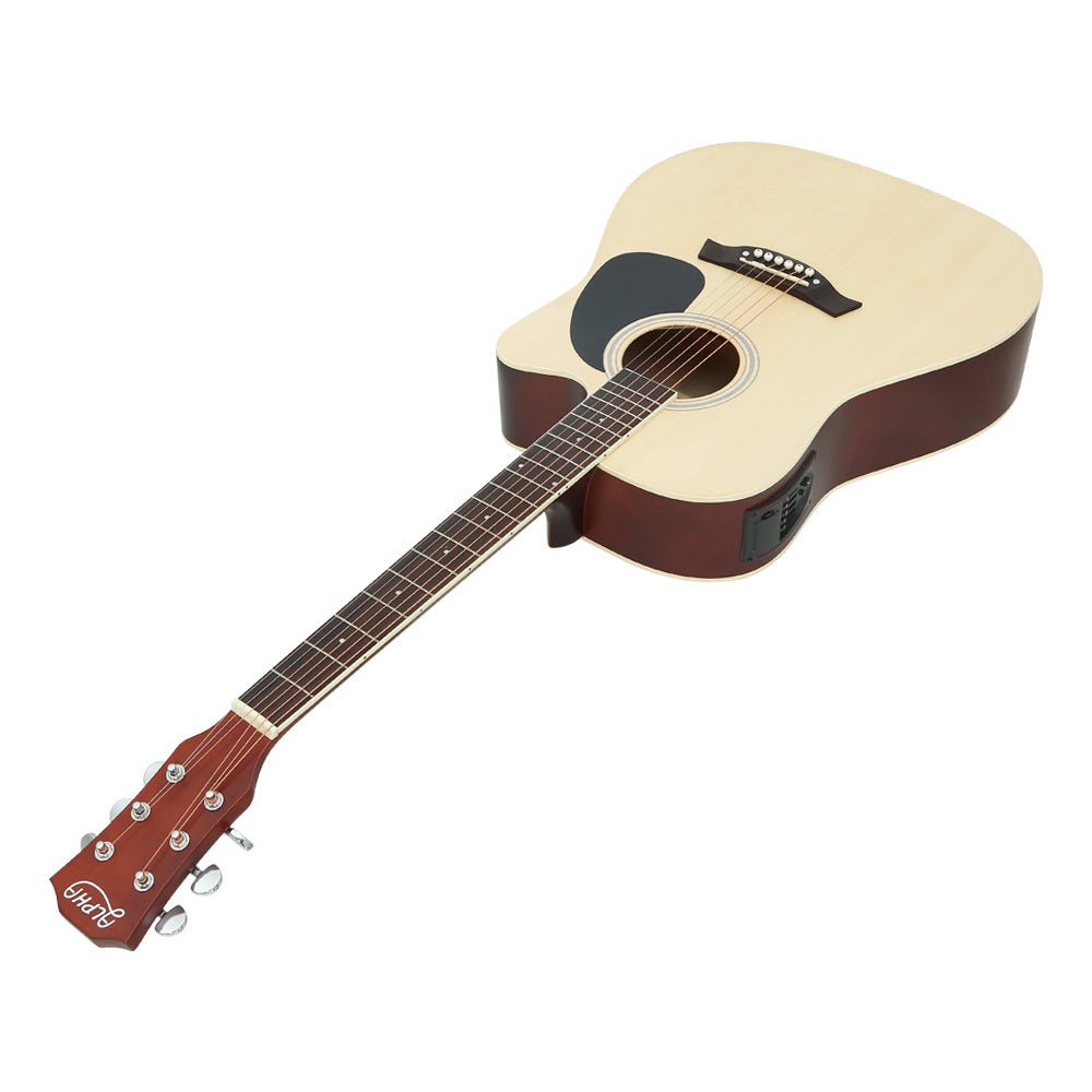 Alpha 41" Inch Electric Acoustic Guitar Wooden Classical with Pickup Capo Tuner Bass Natural - image3
