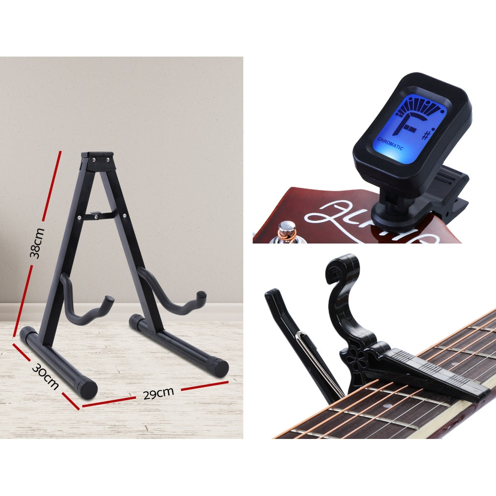 Alpha 41" Inch Electric Acoustic Guitar Wooden Classical with Pickup Capo Tuner Bass Natural - image5