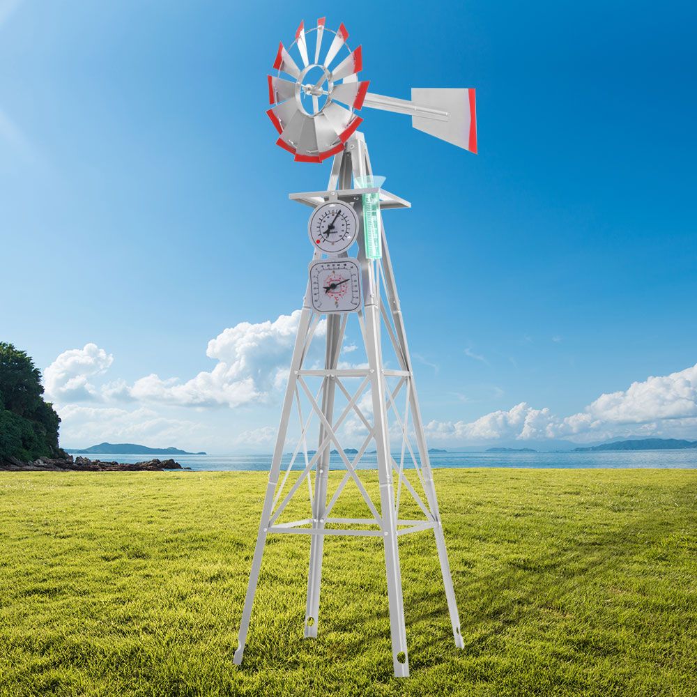 Garden Windmill 8FT 245cm Metal Ornaments Outdoor Decor Ornamental Wind Will - image7