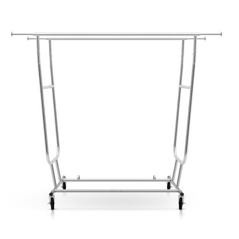 6FT Double Rail Clothes Rack Coat Stand Adjustable Garment Rolling Hanger - image3