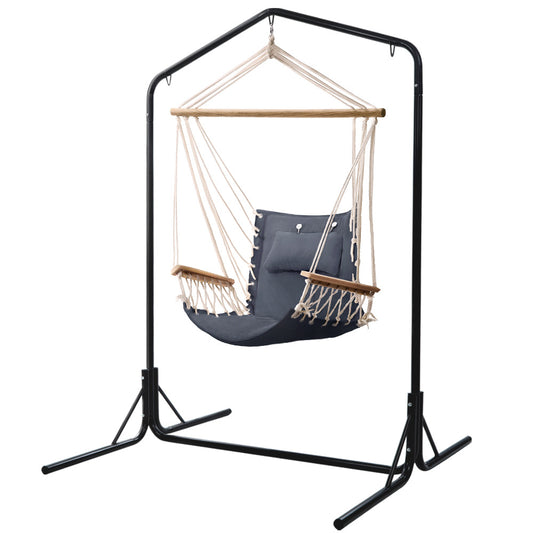Gardeon Outdoor Hammock Chair with Stand Swing Hanging Hammock Garden Cream - image1
