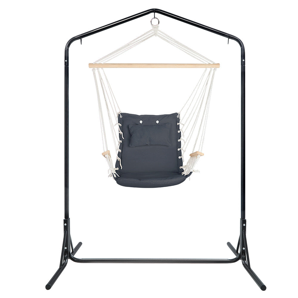 Gardeon Outdoor Hammock Chair with Stand Swing Hanging Hammock Garden Cream - image3