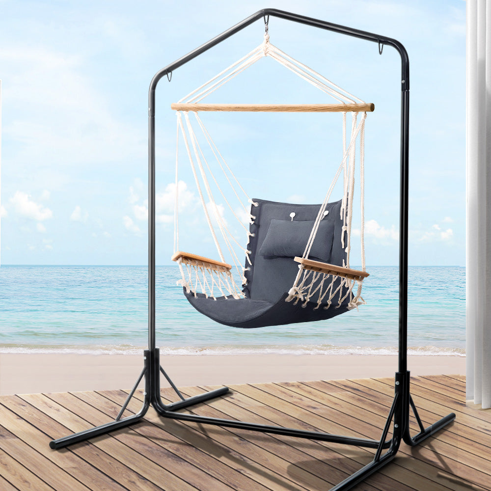 Gardeon Outdoor Hammock Chair with Stand Swing Hanging Hammock Garden Cream - image8