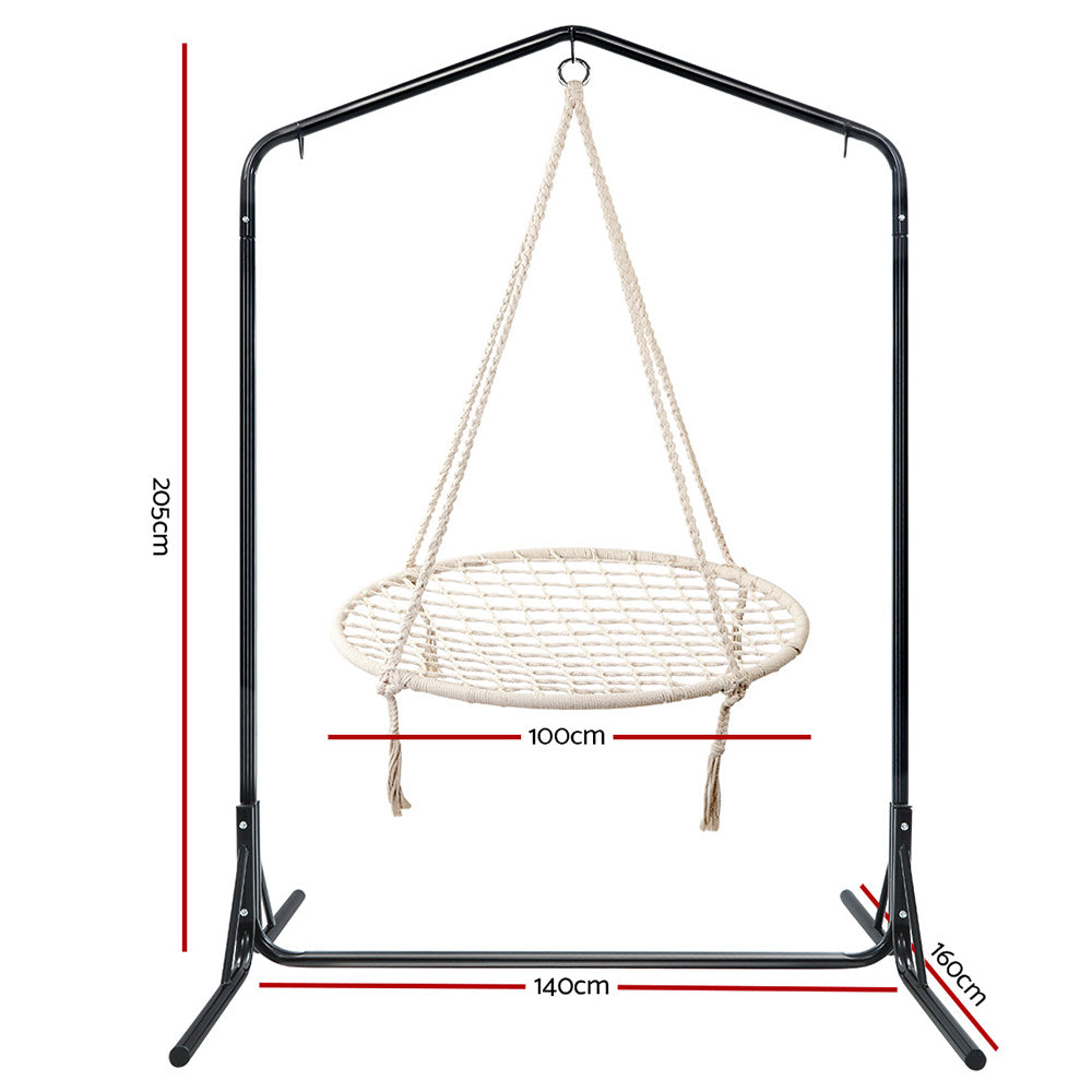 Keezi Kids Outdoor Nest Spider Web Swing Hammock Chair with Stand Garden 100cm - image2