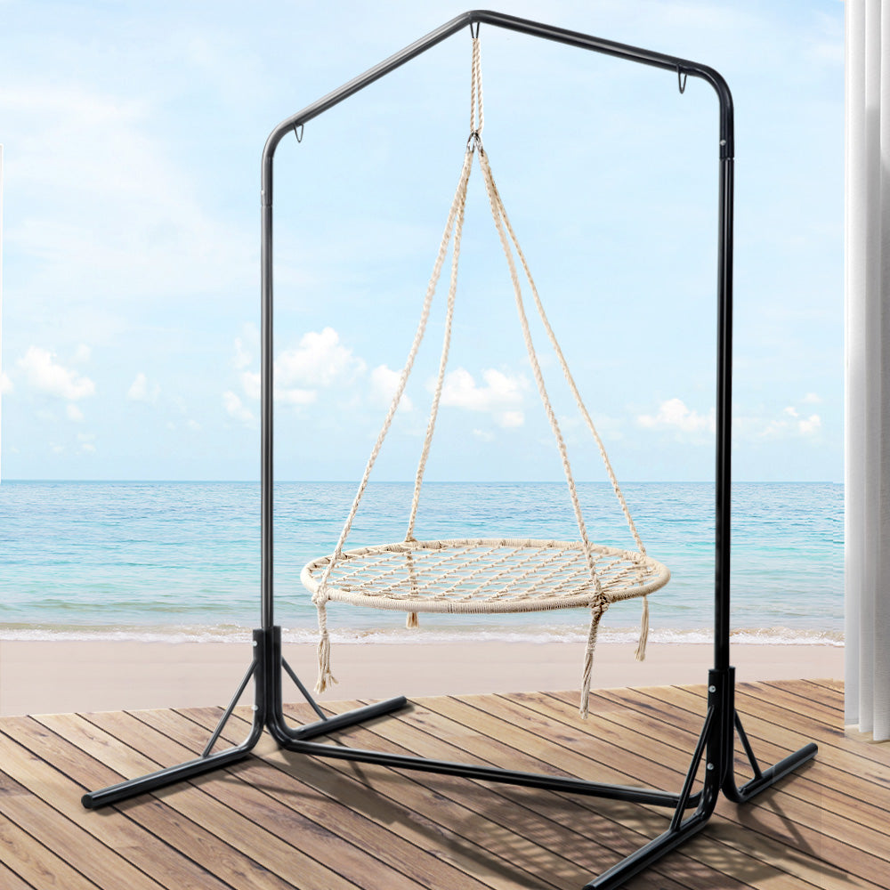 Keezi Kids Outdoor Nest Spider Web Swing Hammock Chair with Stand Garden 100cm - image8