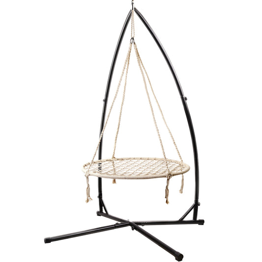 Keezi Kids Outdoor Nest Spider Web Swing Hammock Chair with Steel Stand 100cm - image1
