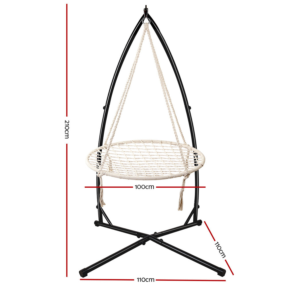 Keezi Kids Outdoor Nest Spider Web Swing Hammock Chair with Steel Stand 100cm - image2