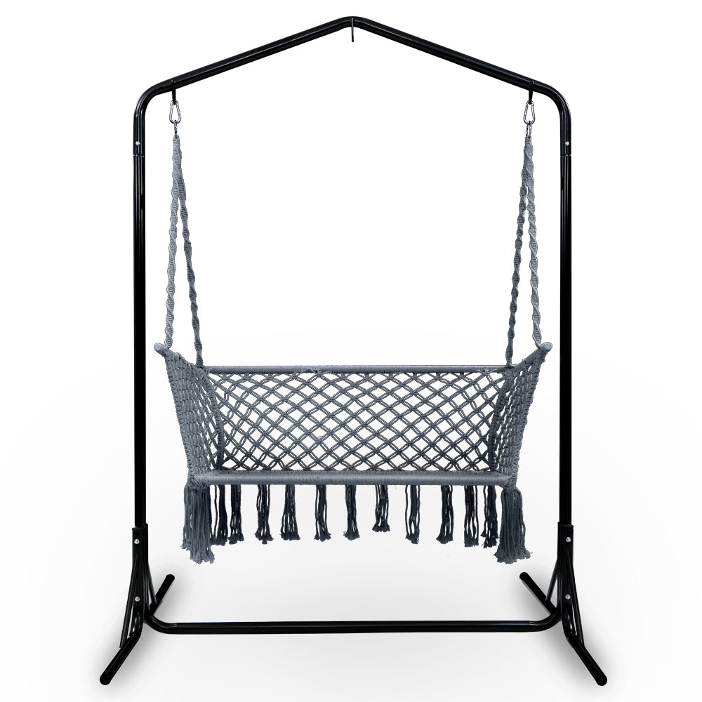 Gardeon Outdoor Swing Hammock Chair with Stand Frame 2 Seater Bench Furniture - image2
