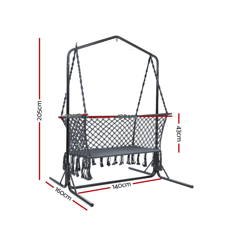 Gardeon Outdoor Swing Hammock Chair with Stand Frame 2 Seater Bench Furniture - image3