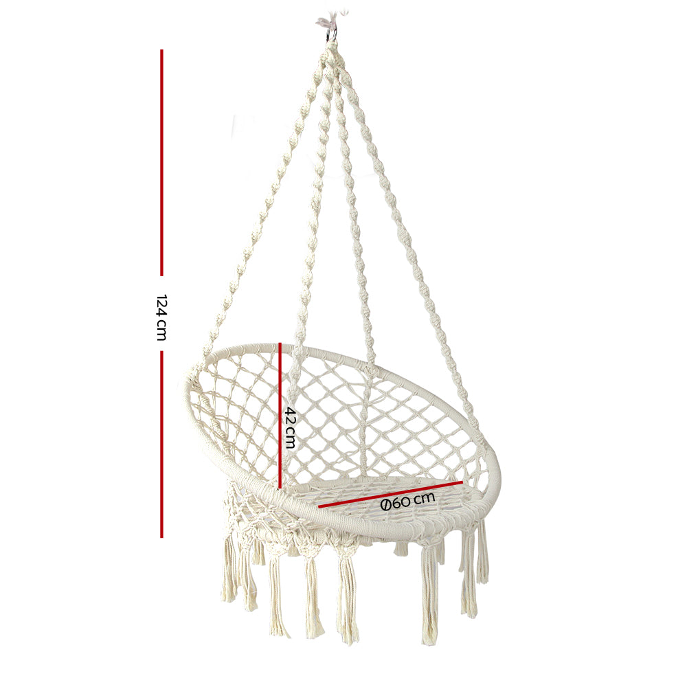 Hammock Chair Swing Bed Relax Rope Portable Outdoor Hanging Indoor 124CM - image2