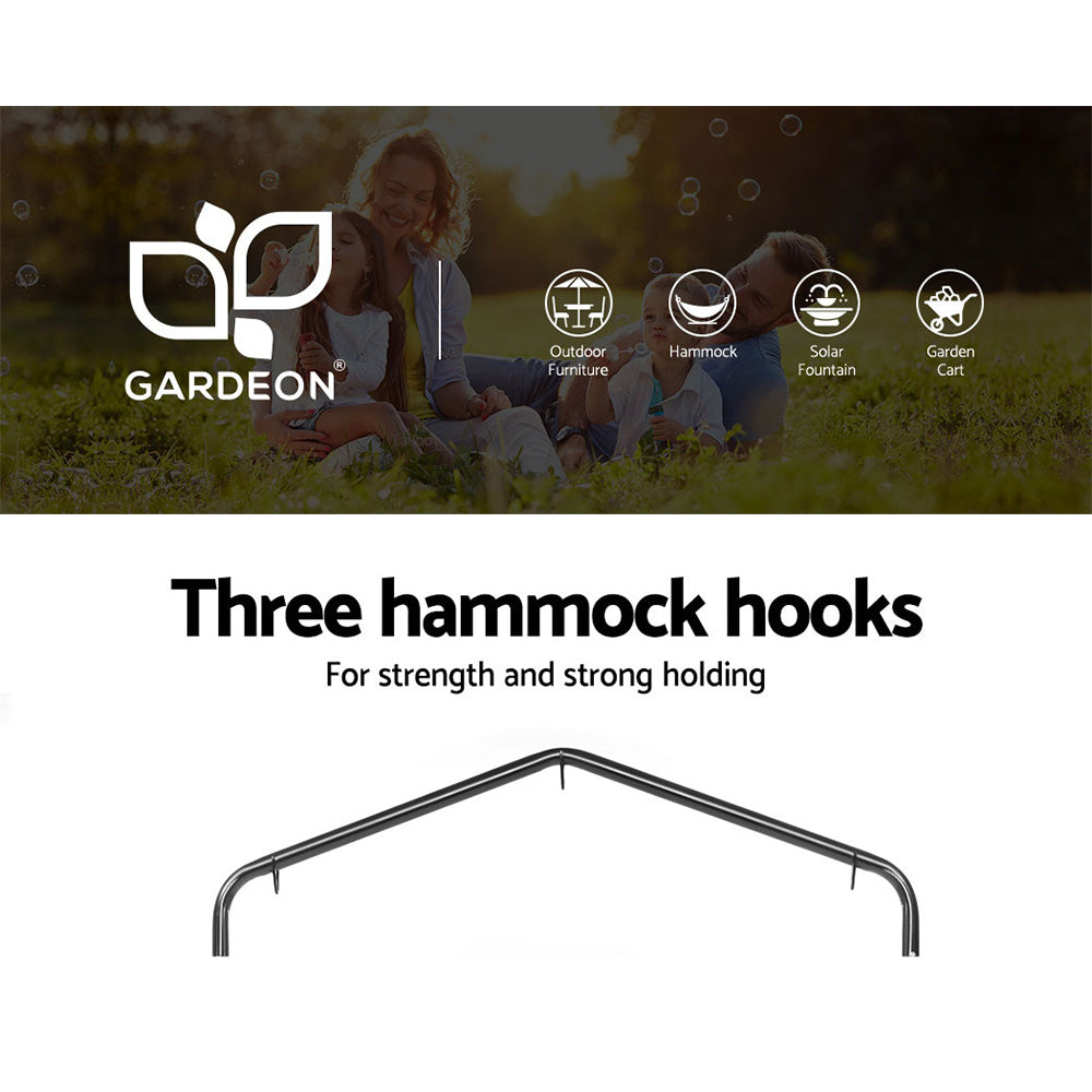Gardeon Outdoor Hammock Chair with Stand Tassel Hanging Rope Hammocks Grey - image4