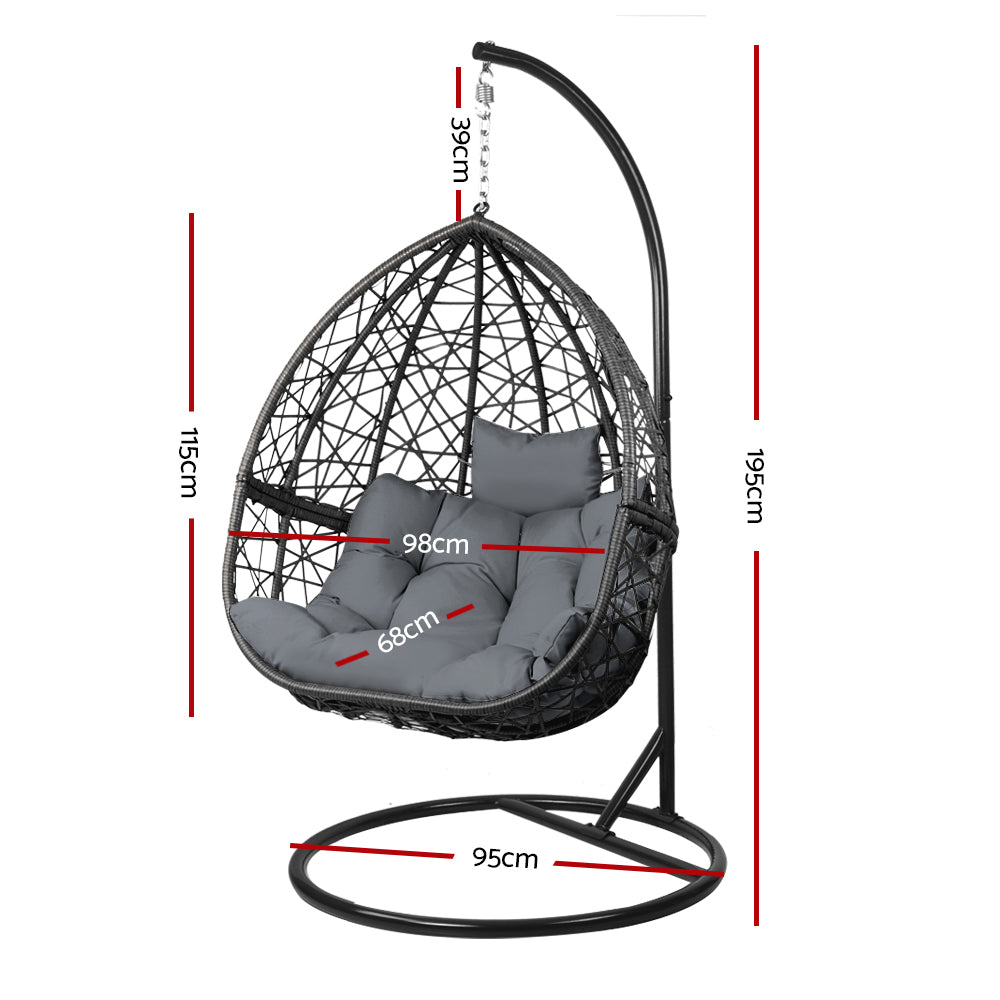 Outdoor Hanging Swing Chair - Black - image2