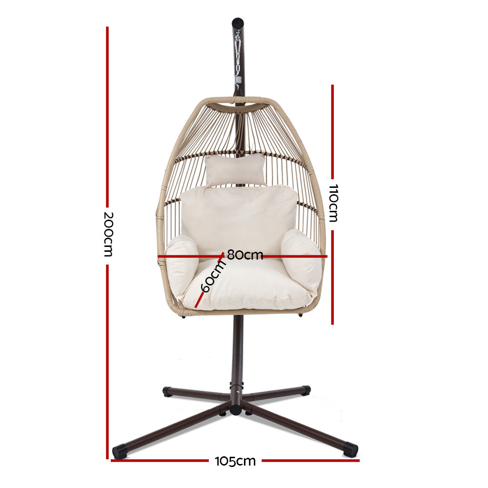 Outdoor Furniture Egg Hanging Swing Chair Stand Wicker Rattan Hammock - image2