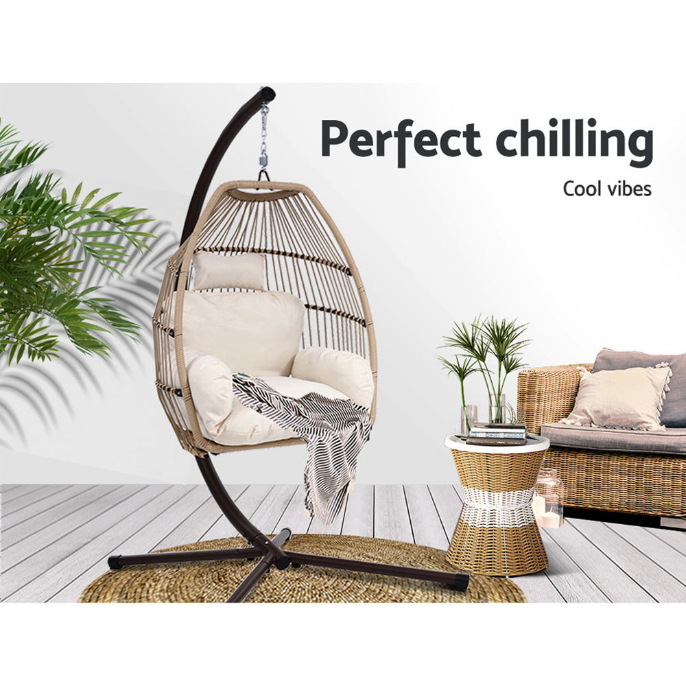 Outdoor Furniture Egg Hanging Swing Chair Stand Wicker Rattan Hammock - image3