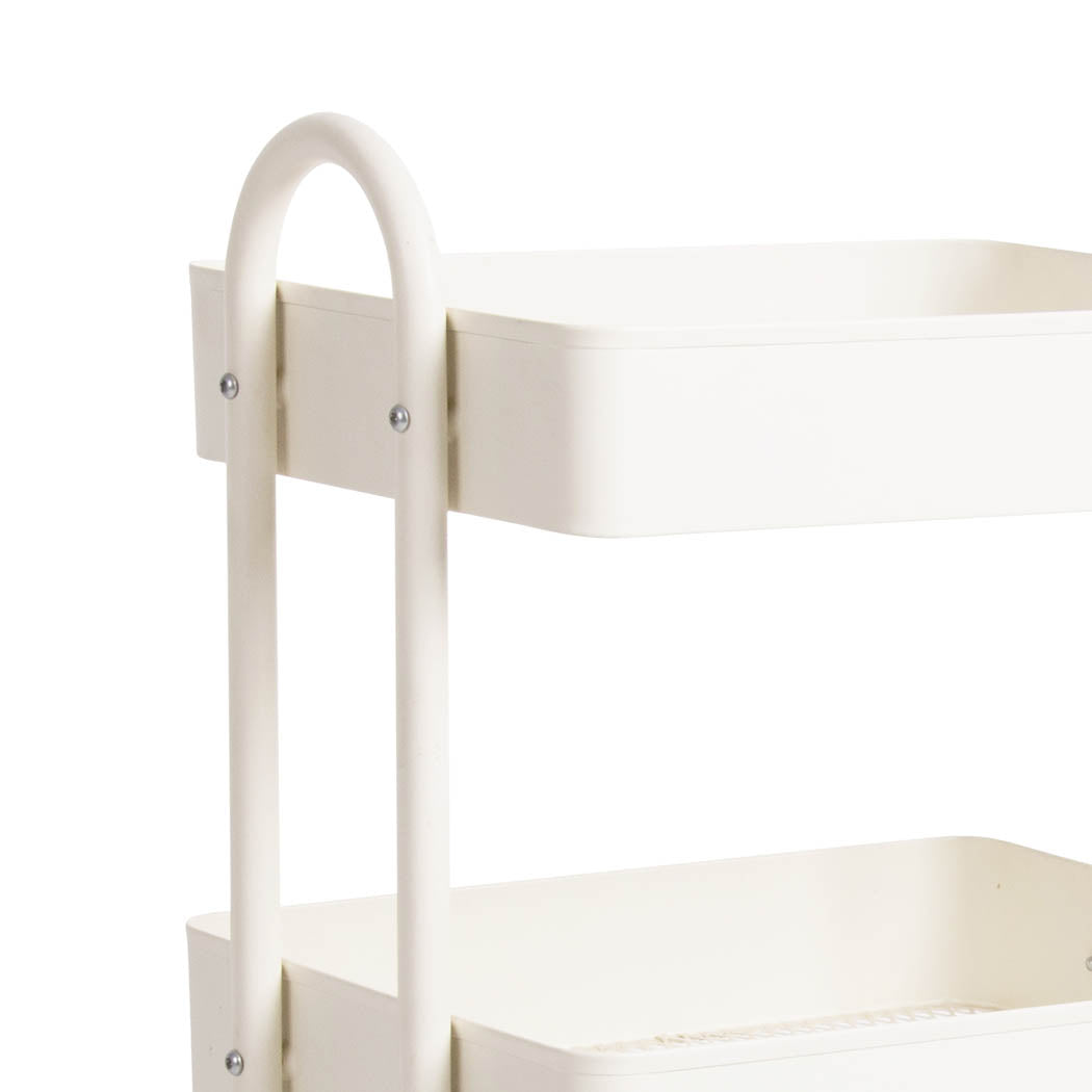 3 Tiers Kitchen Trolley Cart Steel Storage Rack Shelf Organiser Wheels White - image4