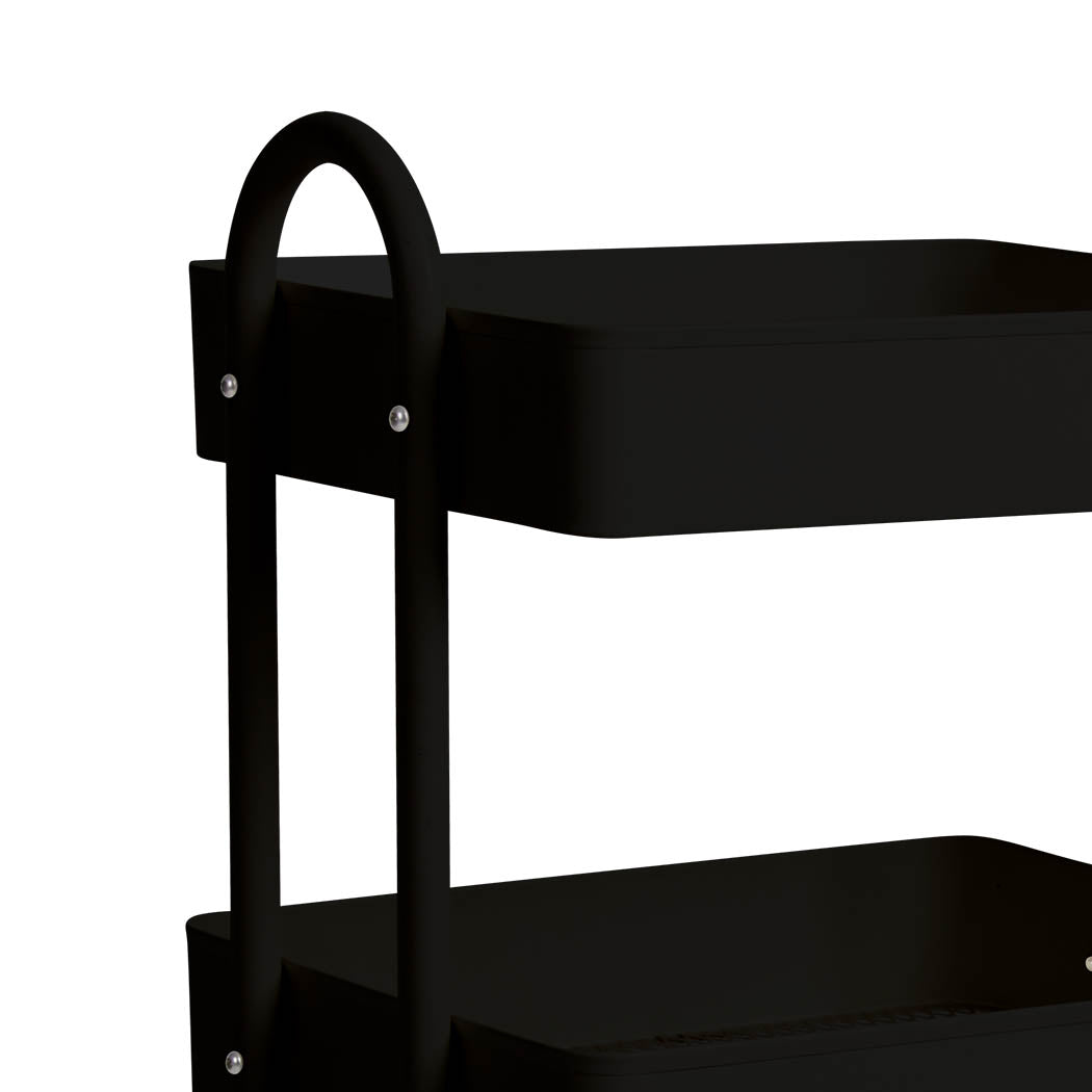 4 Tiers Kitchen Trolley Cart Steel Storage Rack Shelf Organiser Black - image4