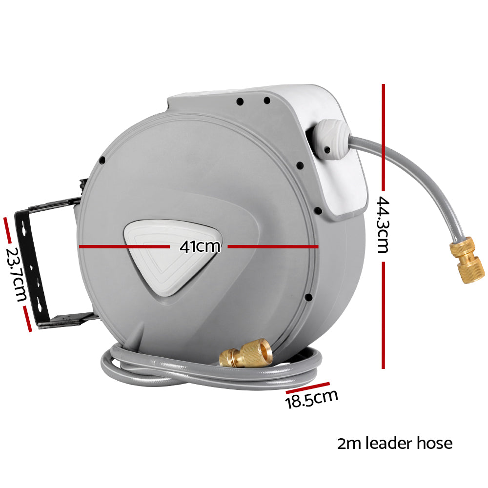 30M Retractable Hose Reel Garden Water Brass Auto Rewind Spray Gun - image2