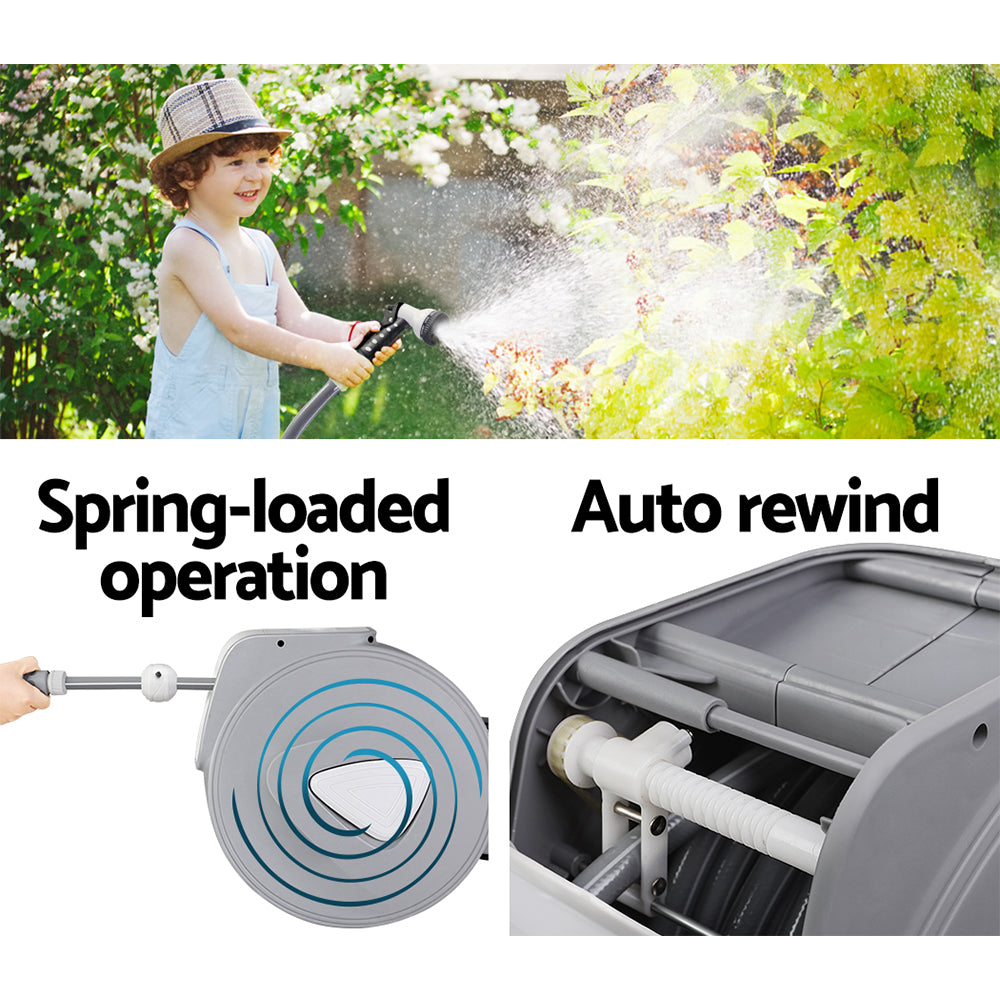 Retractable Hose Reel 30M Garden Water Auto Rewind Spray Gun - image5