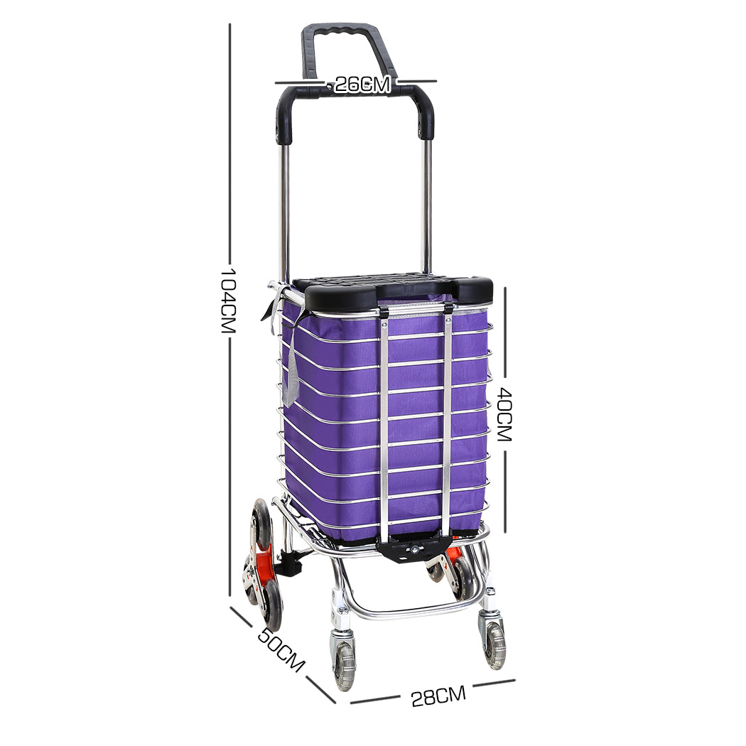 Foldable Shopping Cart Trolley Stainless Steel Basket Luggage Grocery Portable - image16