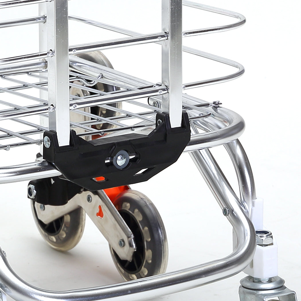 Foldable Shopping Cart Trolley Stainless Steel Basket Luggage Grocery Portable - image19