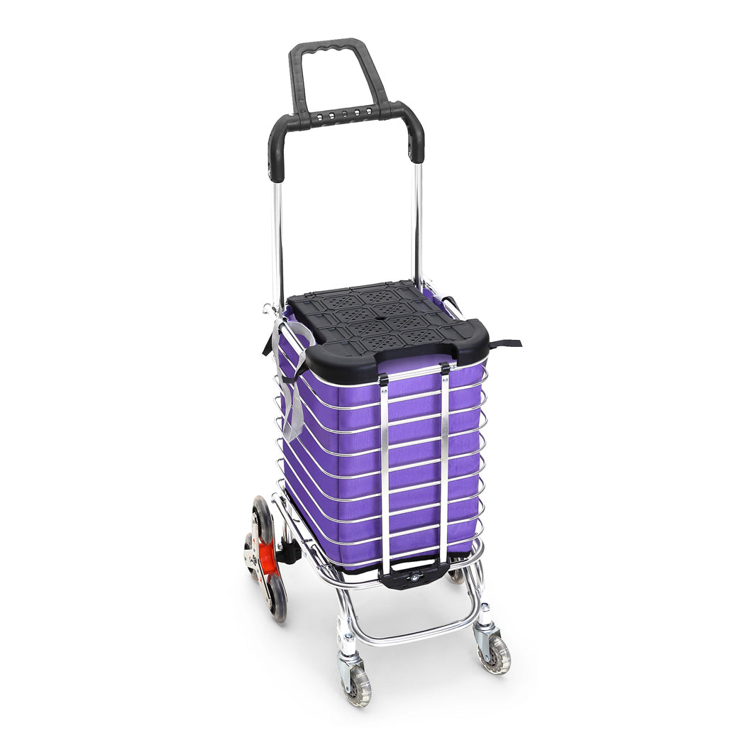 Foldable Shopping Cart Trolley Stainless Steel Basket Luggage Grocery Portable - image14