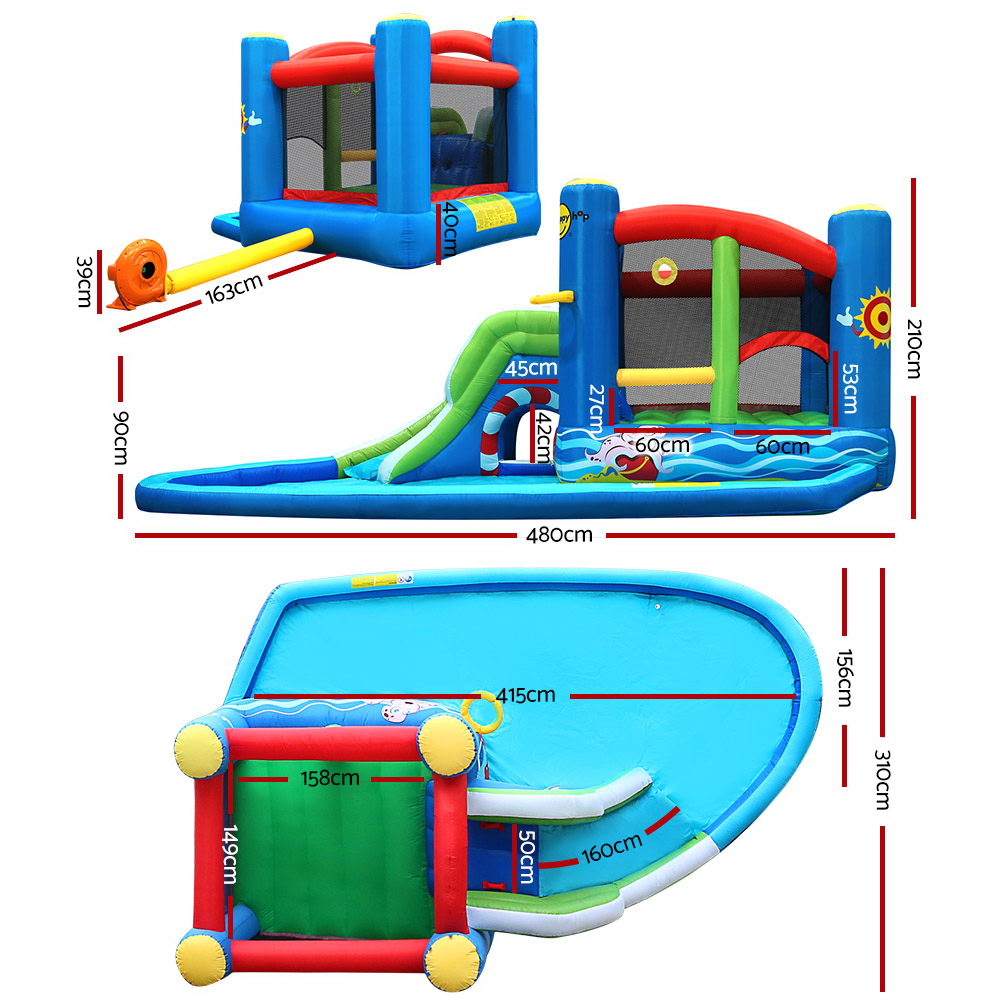 Happy Hop Inflatable Water Jumping Castle Bouncer Kid Toy Windsor Slide Splash - image2