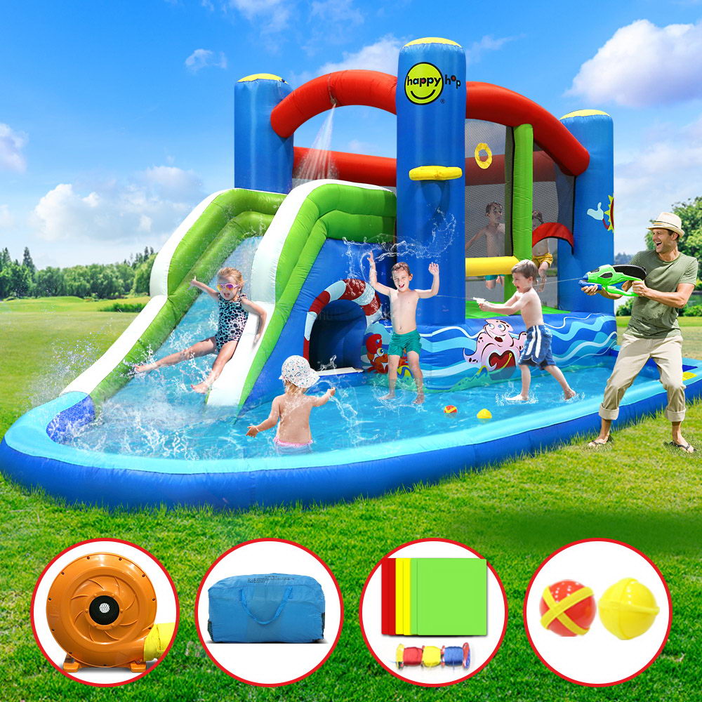 Happy Hop Inflatable Water Jumping Castle Bouncer Kid Toy Windsor Slide Splash - image7