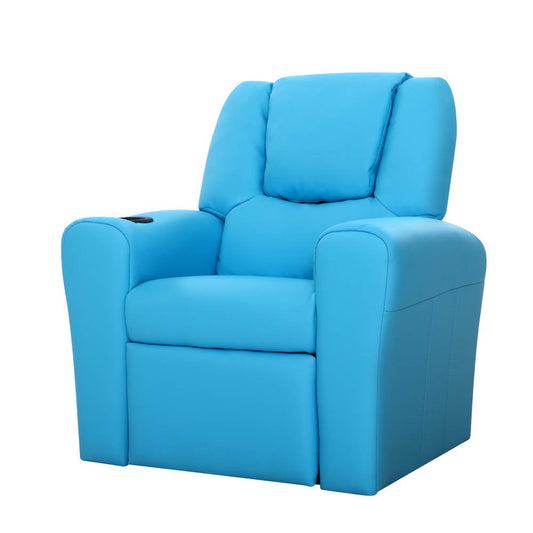Luxury Kids Recliner Sofa Children Lounge Chair PU Couch Armchair Blue - image1