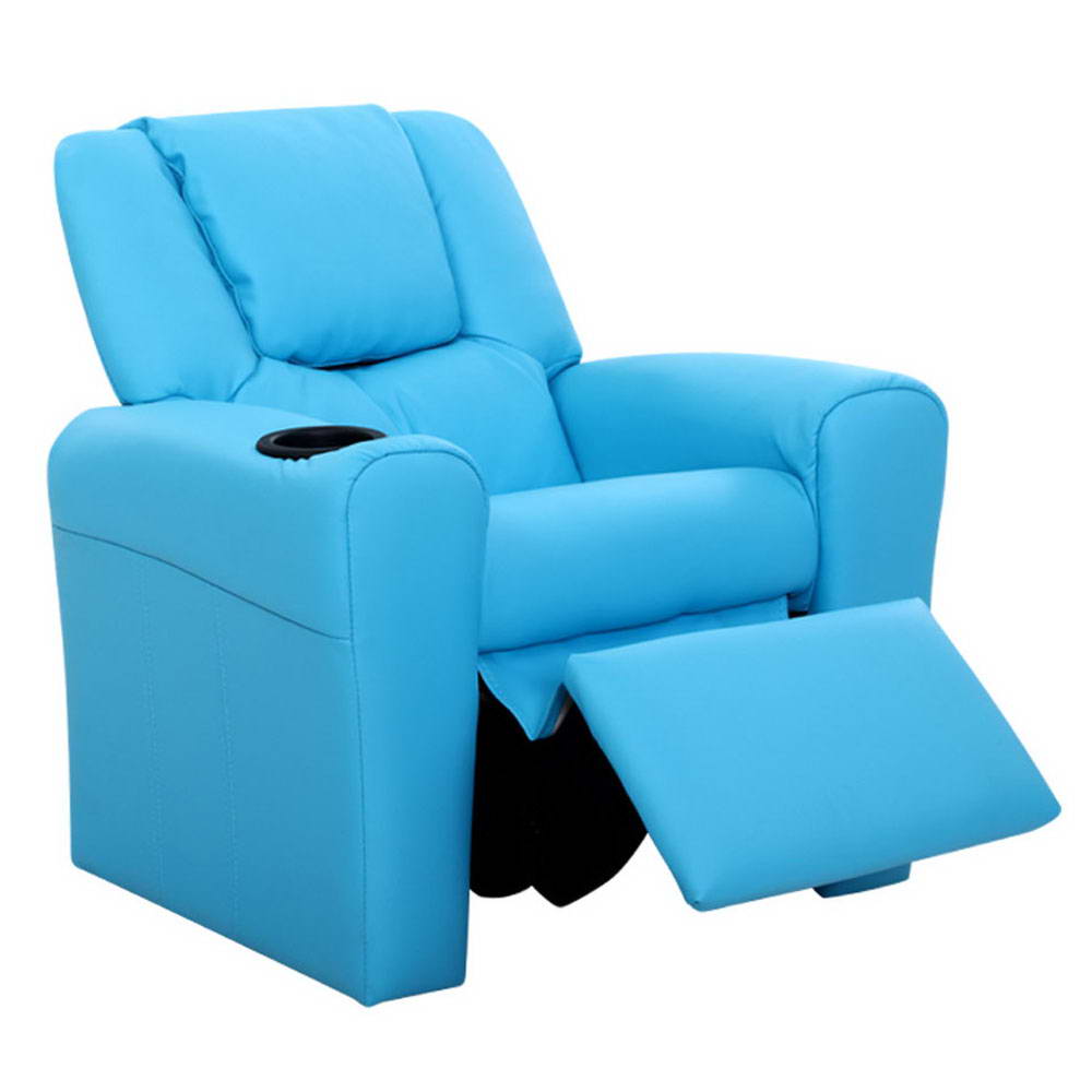 Luxury Kids Recliner Sofa Children Lounge Chair PU Couch Armchair Blue - image3