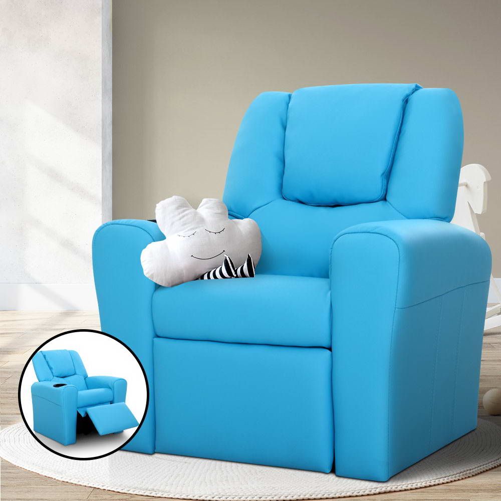 Luxury Kids Recliner Sofa Children Lounge Chair PU Couch Armchair Blue - image7