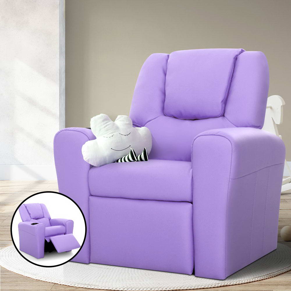 Kids Recliner Chair Purple PU Leather Sofa Lounge Couch Children Armchair - image7