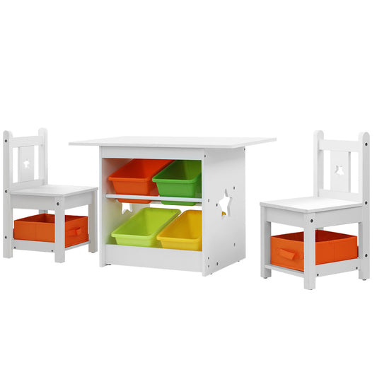 Keezi 3 PCS Kids Table and Chairs Set Children Furniture Play Toys Storage Box - image1