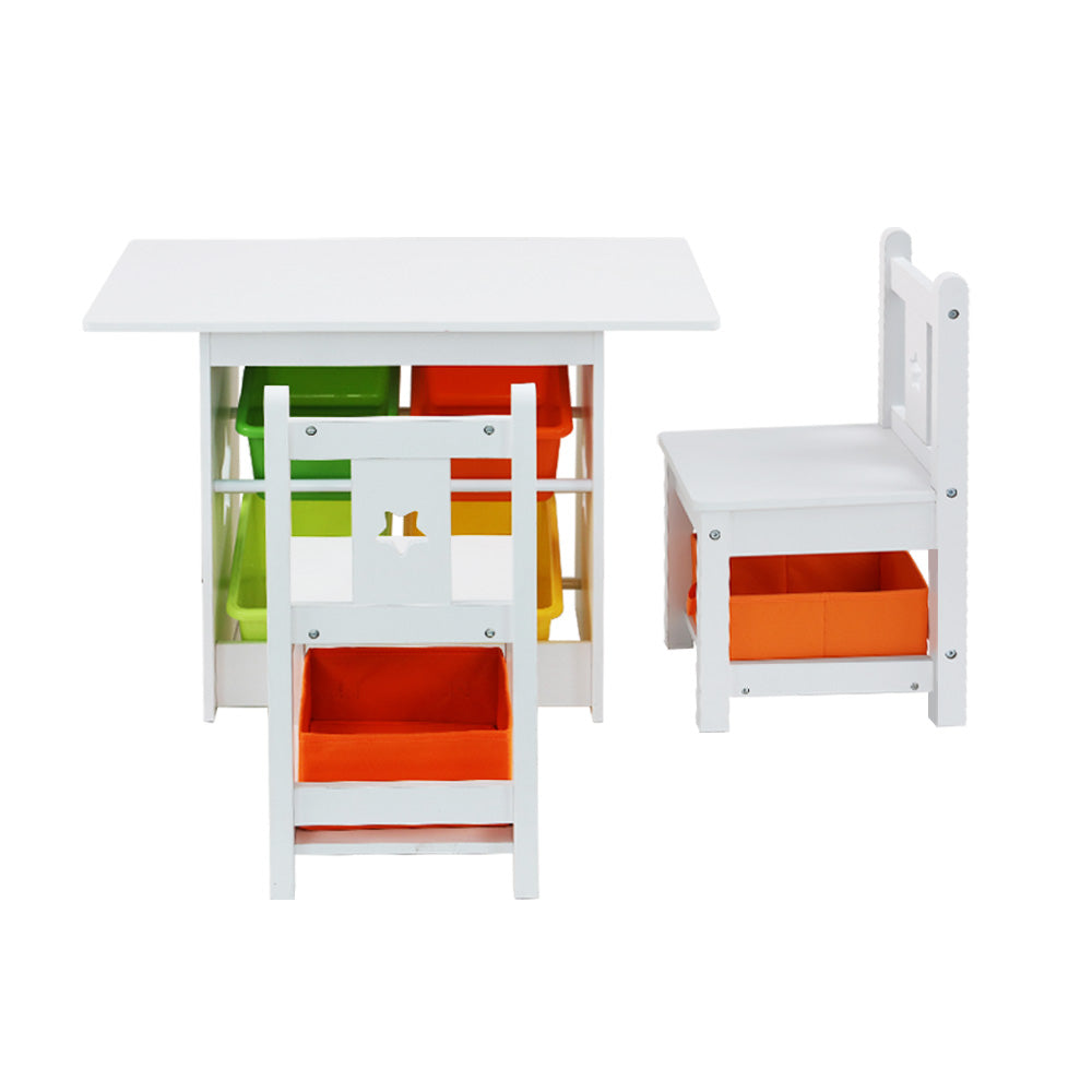 Keezi 3 PCS Kids Table and Chairs Set Children Furniture Play Toys Storage Box - image3