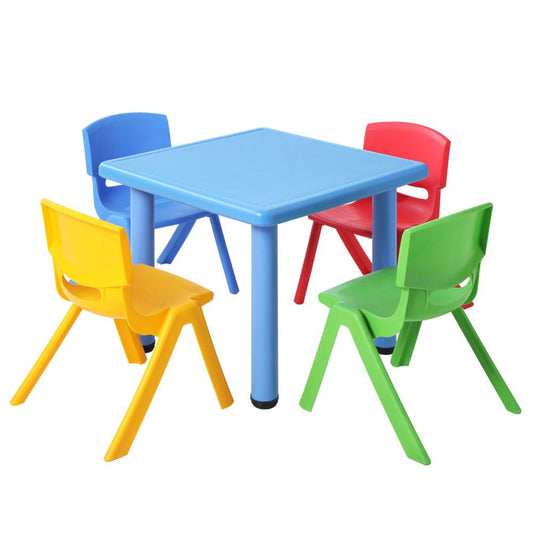 5 Piece Kids Table and Chair Set - Blue - image1