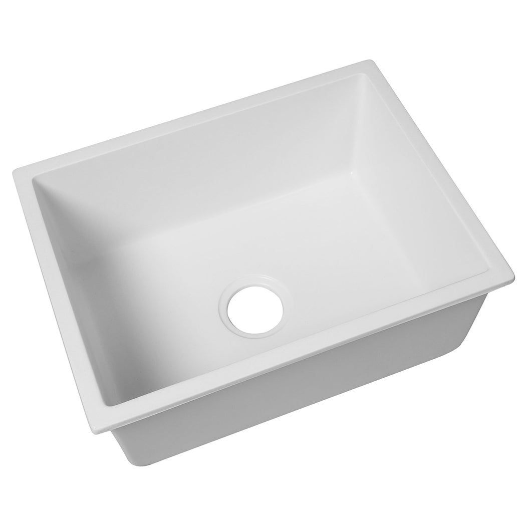 Granite Kitchen Sink Laundry Stone Sinks Top Undermount Single Bowl White - image1