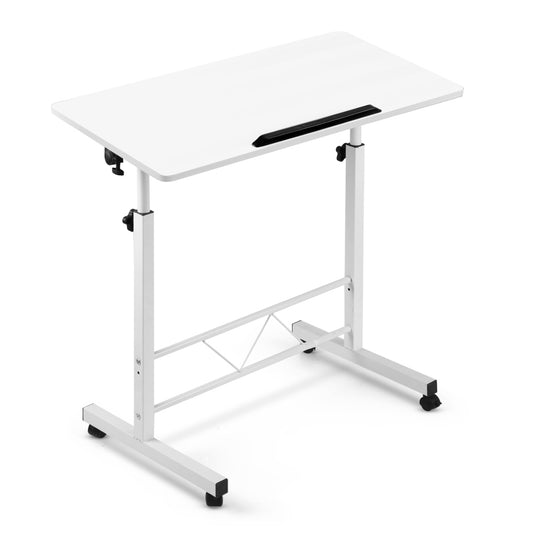 Portable Mobile Laptop Desk Notebook Computer Height Adjustable Table Sit Stand Study Office Work White - image1