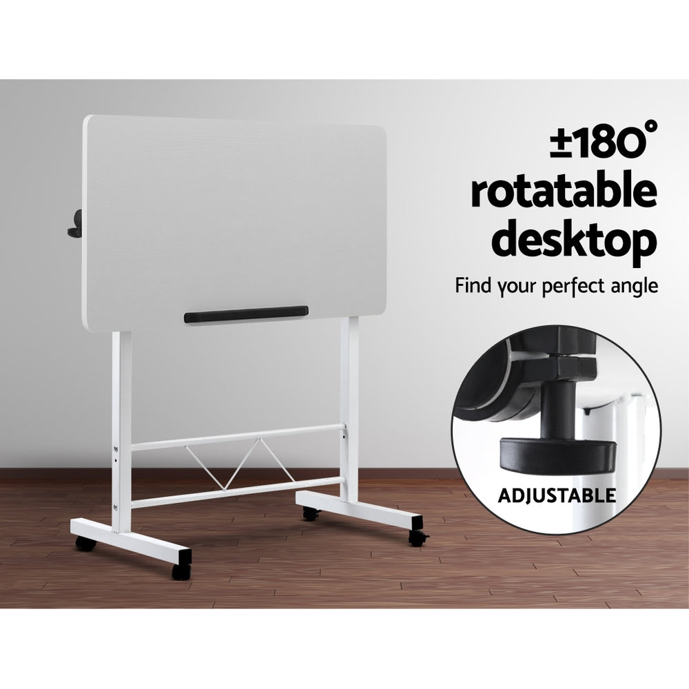 Portable Mobile Laptop Desk Notebook Computer Height Adjustable Table Sit Stand Study Office Work White - image4