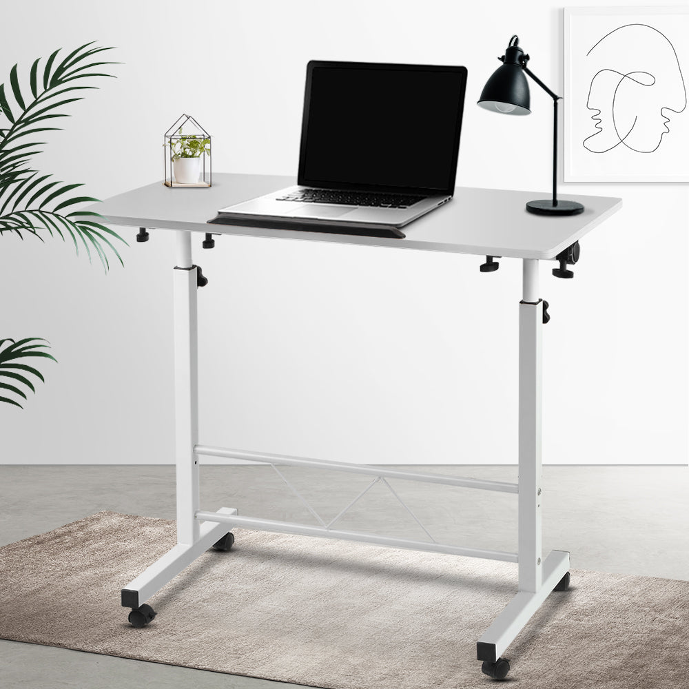 Portable Mobile Laptop Desk Notebook Computer Height Adjustable Table Sit Stand Study Office Work White - image7