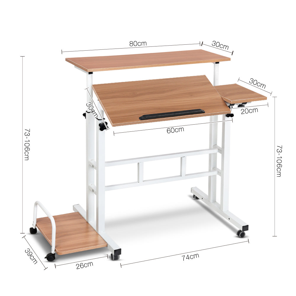 Mobile Twin Laptop Desk - Light Wood - image2