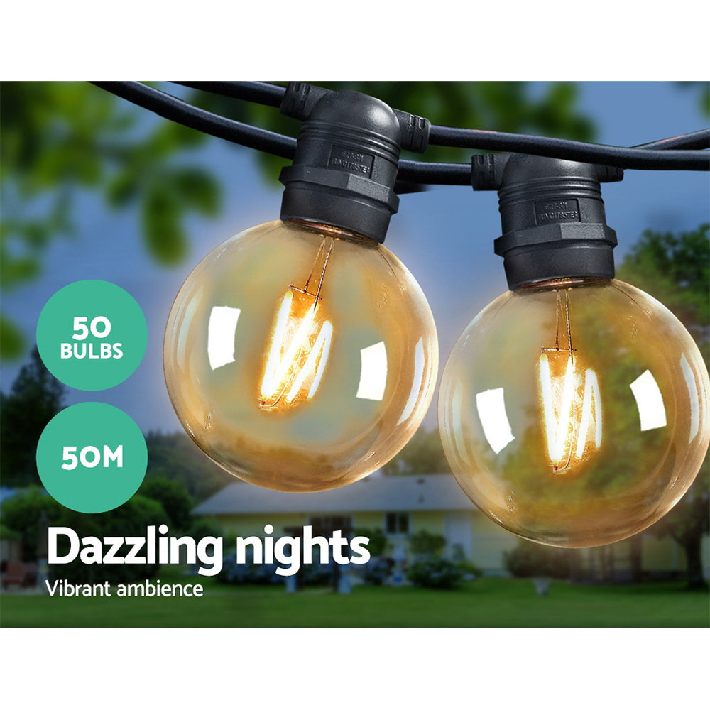 50m LED Festoon String Lights 50 Bulbs Kits Wedding Party Christmas G80 - image3