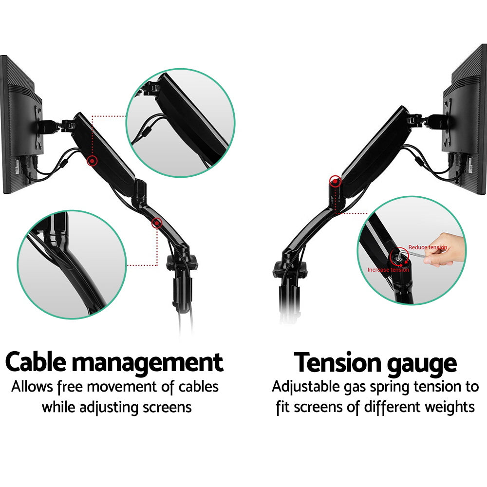 Monitor Arm Mount Dual Gas Black - image4