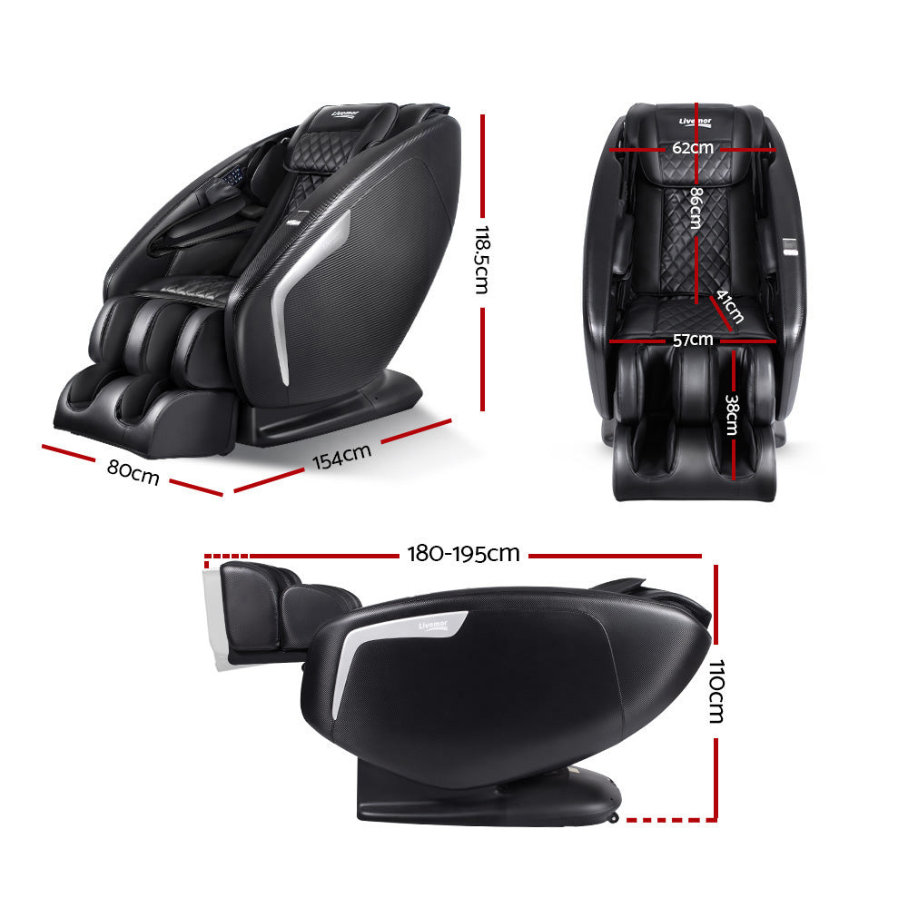 3D Electric Massage Chair Shiatsu SL Track Full Body 58 Air Bags Black - image2