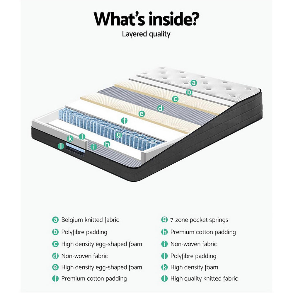 Bedding KING Mattress Bed 7 Zone Euro Top Pocket Spring Firm Foam - image7