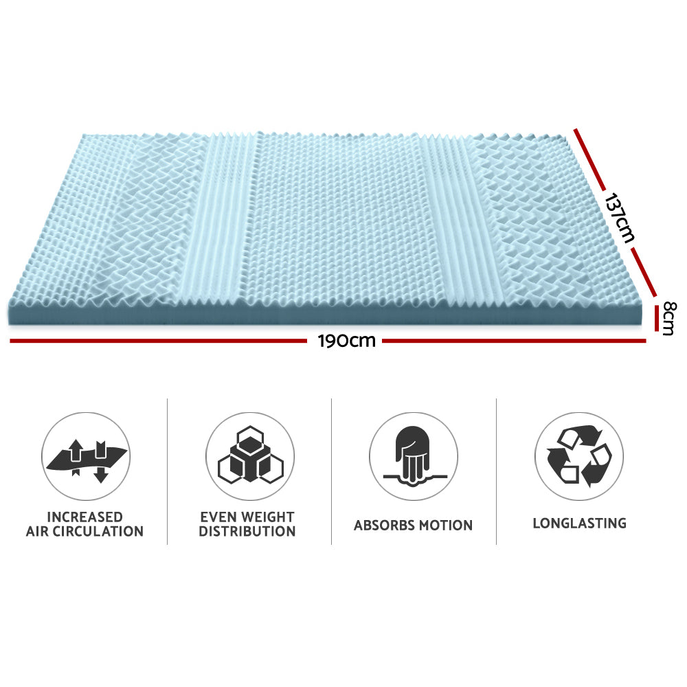 Bedding Cool Gel 7-zone Memory Foam Mattress Topper w/Bamboo Cover 8cm - Double - image2