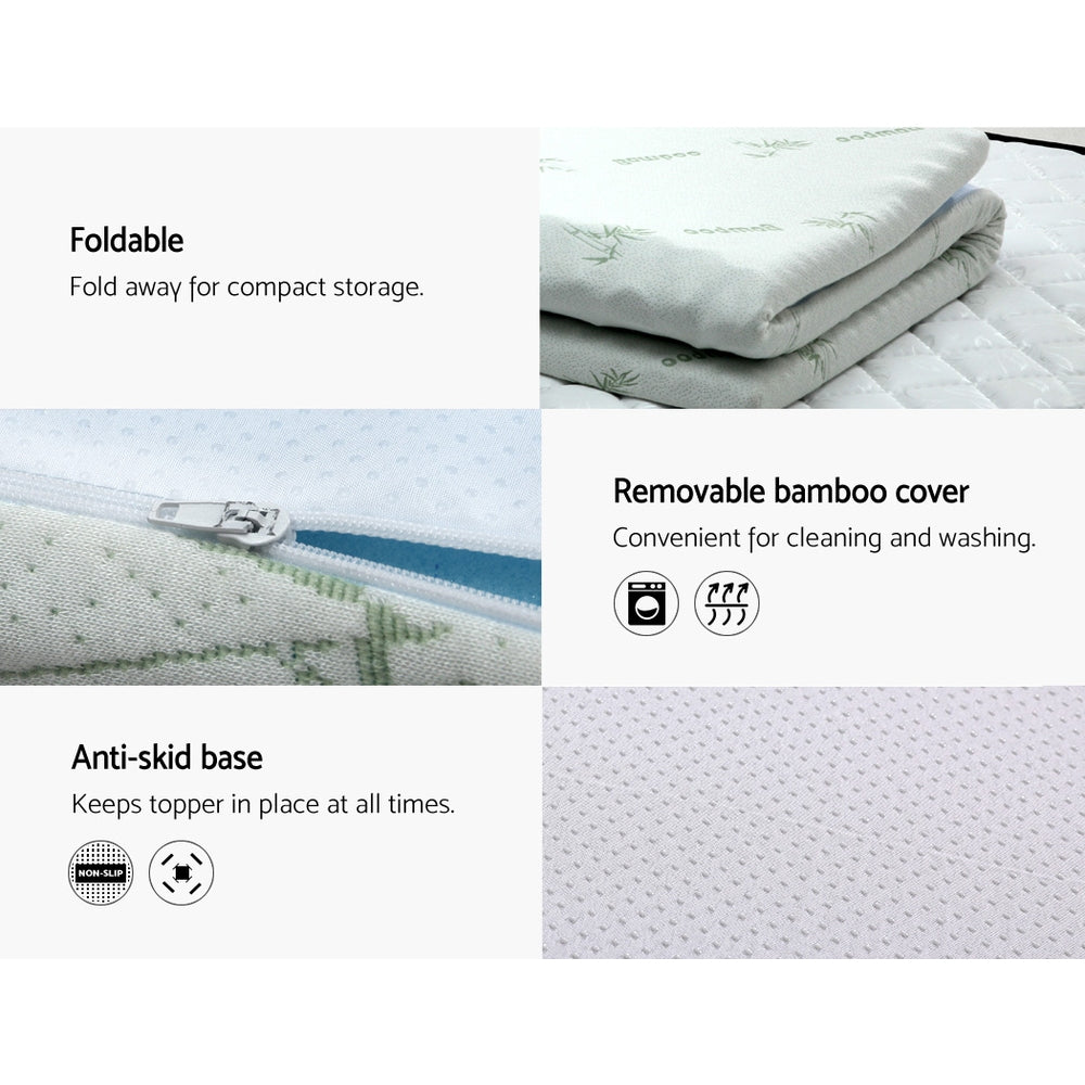 Bedding Cool Gel 7-zone Memory Foam Mattress Topper w/Bamboo Cover 8cm - Single - image4