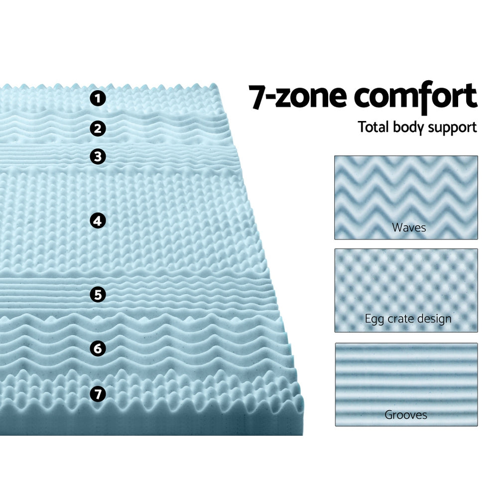Bedding Cool Gel 7-zone Memory Foam Mattress Topper w/Bamboo Cover 8cm - Single - image5