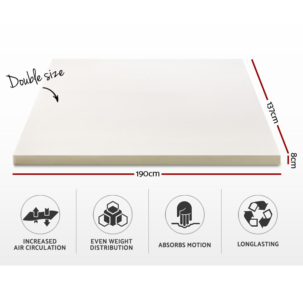 Bedding Memory Foam Mattress Topper w/Cover 8cm - Double - image2